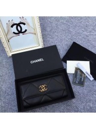 Chanel sheepskin & Gold-Tone Metal Wallet AP0955 black HY6228SS41