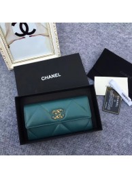 Chanel sheepskin & Gold-Tone Metal Wallet AP0955 green HY2427Yf79