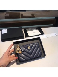 Chanel Sheepskin Leather Coin Purse 2214 dark blue HY15626kC27