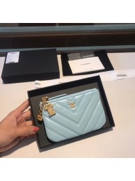 Chanel Sheepskin Leather Coin Purse 2214 sky blue HY10846JD63