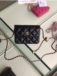 Chanel Sheepskin Original Leather Pocket AP1461 black HY10105Ag46