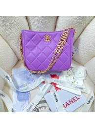 Chanel Shoulder Bag Grained Calfskin&Gold-Tone Metal AS3223 purple HY23377su78