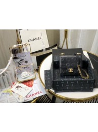 Chanel Shoulder Bag Original Leather Black 63594 Gold HY24682Is53