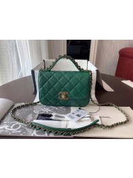 Chanel Shoulder Bag Original Leather Green 63593 Gold HY8358Bw85