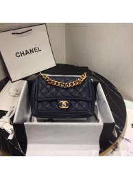 Chanel Shoulder Bag Original Leather Navy 50938 Gold HY4740Jz48