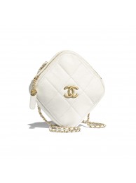 Chanel small diamond bag Grained Calfskin & Gold-Tone Metal AS2201 White HY11479LG44