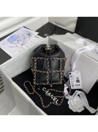 Chanel small drawstring bag Lambskin & Gold Metal AS2313 black HY21798gE29