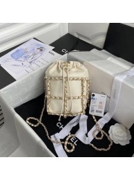 Chanel small drawstring bag Lambskin & Gold Metal AS2313 white HY26499MB38