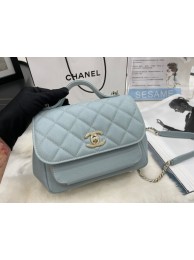 Chanel small flap bag Calfskin & Gold-Tone Metal A93749 sky blue HY16173pA42
