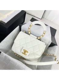 Chanel small flap bag Lambskin & Gold Metal AS1357 white HY9758Xw85