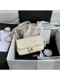 Chanel small flap bag Lambskin & Gold-Tone Metal AS2210 white HY10443UE80