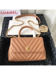 Chanel Small Flap Bag with Top Handle V92990 Light Pink gold-Tone Metal HY13137UF26