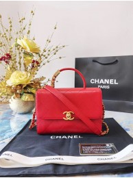 Chanel small tote bag Sheepskin & Gold-Tone Metal AS2059 red HY15834MO84