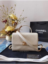 Chanel small tote bag Sheepskin & Gold-Tone Metal AS2059 white HY7791ED90