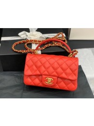 Chanel small tote bag Sheepskin & Gold-Tone Metal AS2431 red HY3302su78