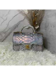 Chanel Snake skin mini flap bag with top handle AS2431 silver HY9880KX51