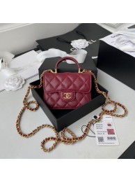 CHANEL Top Handle Micro Mini Wallet On Chain AP2200 Red HY10010lU52