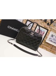 Chanel Tote Bag Black Original Sheepskin Leather A92239 Silver HY9583AM45