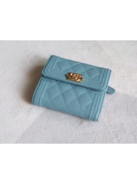 Chanel Tri-Fold Wallet Calfskin Leather A48980 Blue HY22200fw56