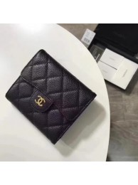 Chanel Tri-Fold Wallet Cannage Pattern Leather CHA5262 Black HY22168Xw85