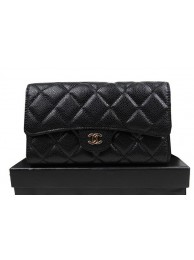 Chanel Tri-Fold Wallet Original Cannage Pattern Leather CHA31506 Black HY10638PC54