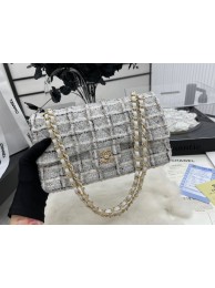 CHANEL Tweed Braided Sheepskin & Gold-Tone Metal AS01112-1 gray HY6742np57