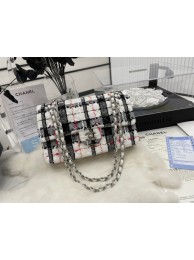CHANEL Tweed Braided Sheepskin & Gold-Tone Metal AS01112-2 black&white HY26368vX95