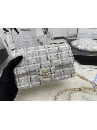 CHANEL Tweed Braided Sheepskin & Gold-Tone Metal AS01116-1 gray HY19898io33