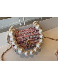 CHANEL Tweed Braided Sheepskin & Gold-Tone Metal AS0593 pink HY5051OG45