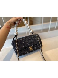CHANEL Tweed Braided Sheepskin & Gold-Tone Metal AS0594 black HY22514UW57