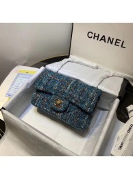 CHANEL Tweed Calfskin -Tone & Gold-Tone Metal 1116 blue HY19349Yv36