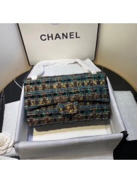 CHANEL Tweed Calfskin -Tone & Gold-Tone Metal AS1112 green HY4452aM39