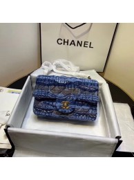 CHANEL Tweed Calfskin -Tone & Gold-Tone Metal AS1116 electric blue HY3777TL77