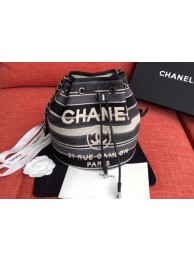CHANEL Tweed Calfskin drawstring bag & Gold-Tone Metal AS0455 grey.white.Navy HY4251zd34