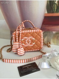Chanel vanity case Grained Calfskin & gold-Tone Metal A93343 apricot HY13091pB23