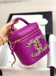 Chanel vanity case Lambskin Crystal Calfskin & Gold-Tone Metal AS2322 Purple HY20039yC28