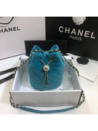 Chanel velvet Drawstring bag AS1894 light blue HY9227Lo54