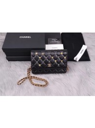 Chanel wallet on chain Lambskin & Gold-Tone Metal A81618 black HY13583vN22