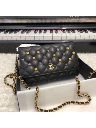 Chanel Wallet on Chain Lambskin & Gold-Tone Metal A81618 Black HY26913Xw85