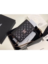 Chanel wallet on chain Lambskin & Laquered Gold-Tone Metal AP2021 black HY15492wv88