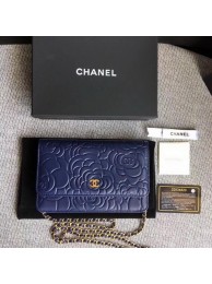 Chanel WOC Blue Camellia Leather mini Flap Bag A33814 Gold HY23064Ea63