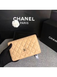 Chanel WOC Flap Bag Camel Original Sheepskin Leather 33814 Silver HY4852rJ28
