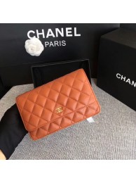 Chanel WOC Flap Bag Orange Original Sheepskin Leather 33814 Glod HY10267Dq89