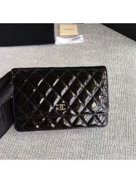 Chanel WOC Flap Bag Patent Leather A33814C Black HY13791tL32