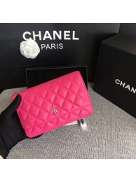 Chanel WOC Flap Bag Pink Original Sheepskin Leather 33814 Silver HY3628hI90