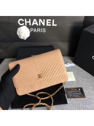 Chanel WOC Flap Shoulder Bag Camel Calfskin Leather A33814 Gold HY7502Yr55