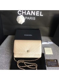 Chanel WOC Flap Shoulder Bag Gold Calfskin Leather A33814 Silver HY14242Zw99