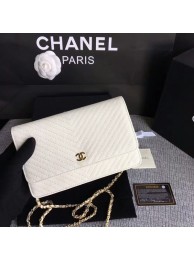 Chanel WOC Flap Shoulder Bag Offwhite Calfskin Leather A33814 Gold HY22455yx89
