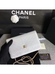 Chanel WOC Flap Shoulder Bag White Calfskin A33814 Gold HY20065vK93