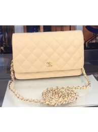 Chanel WOC mini Flap Bag Apricot Sheepskin A5373 Gold HY13396RX32